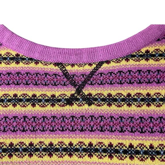 Anne Klein Purple and Yellow Striped Crewneck Sweater Sz M w/ Touch of Sparkle - Picture 8 of 8